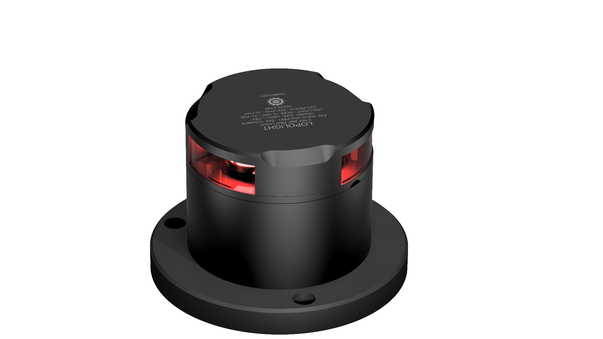 3nm 360° Red strobe 120fl/min, black anodized
